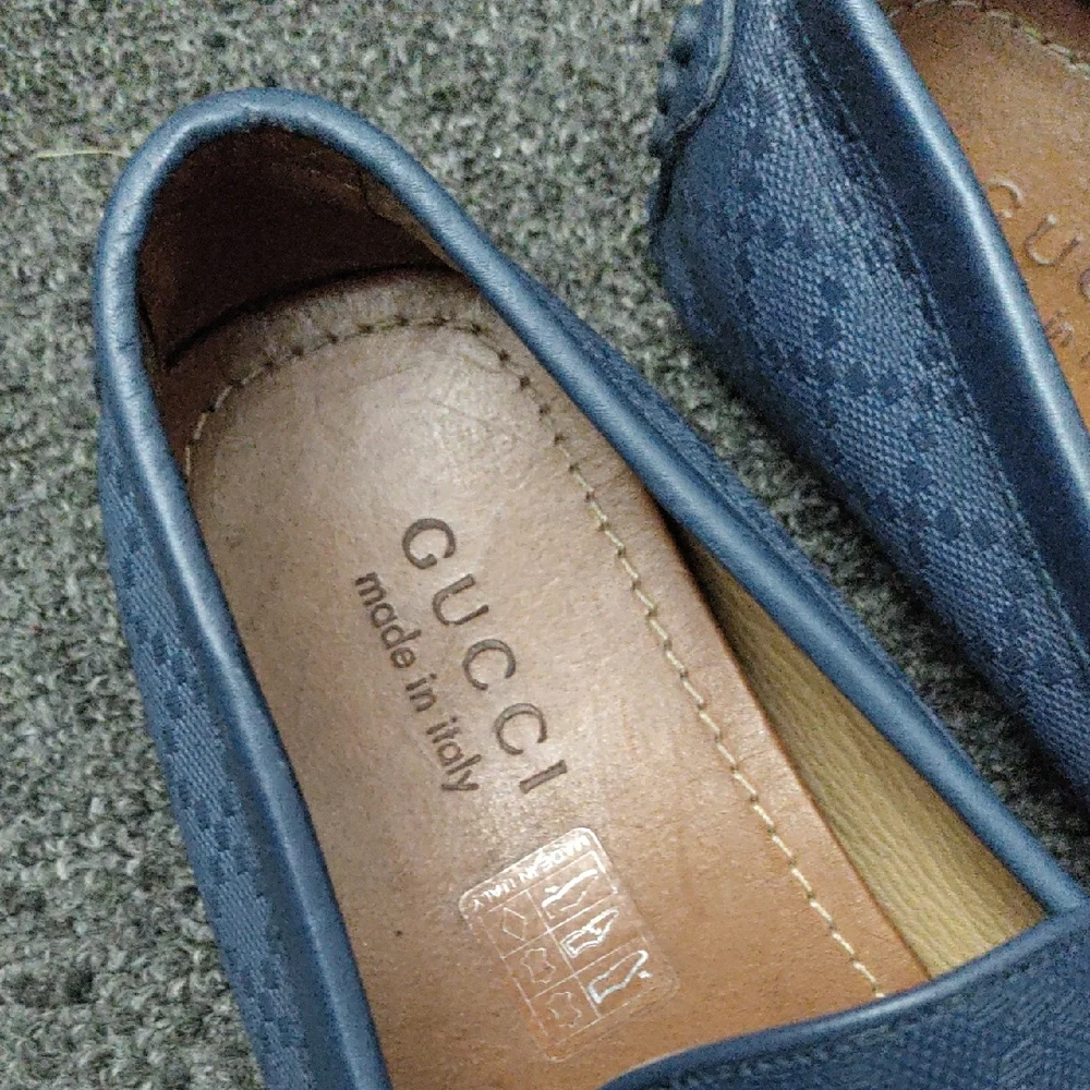 Gucci Men's Classic Blue Leather Driving Loafers